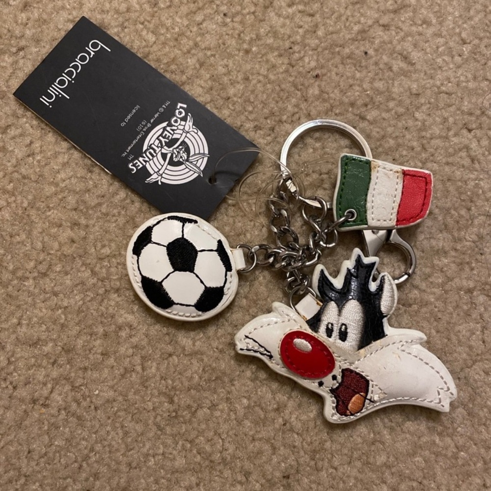 WB Looney Tunes Sylvester Leather Soccer and Italian Key Chain by Braccialini